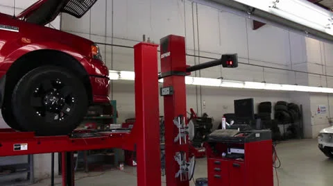 Truck on vehicle alignment rack Stock-Footage 26148879