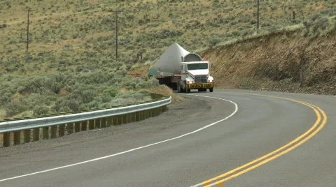 Truck with wind turbine blade Stock Footage