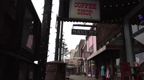 Truckee Main Street, sidewalk shoppers Stock Footage 44856488