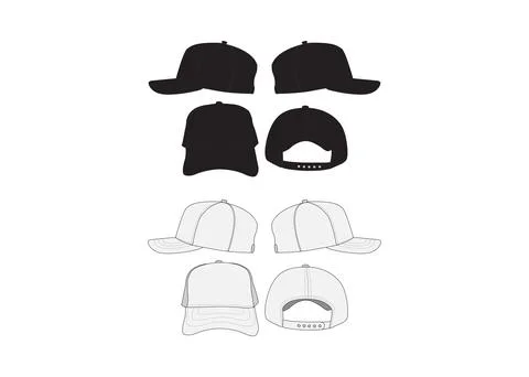 Trucker Cap Mesh Cap Template Illustration Black and White Trucker Hat Stock Illustration