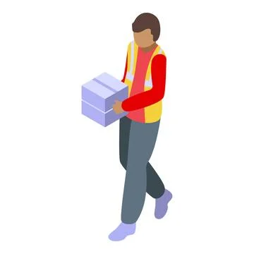 Trucker delivery parcel icon isometric vector. Truck driver Stock Illustration