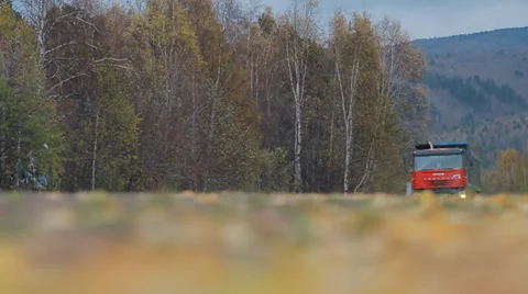 Trucker driving on a road Stock Footage 32215931