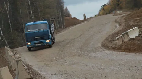 Trucker goes on the road Stock Footage 32215927