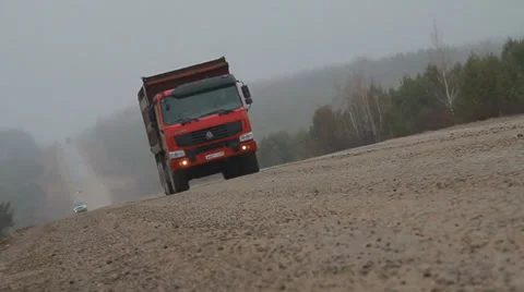 Trucker goes on the road Stock Footage 32215979
