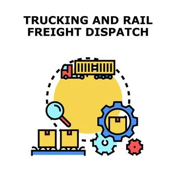 Trucking and rail freight dispatch management concept Stock Illustration