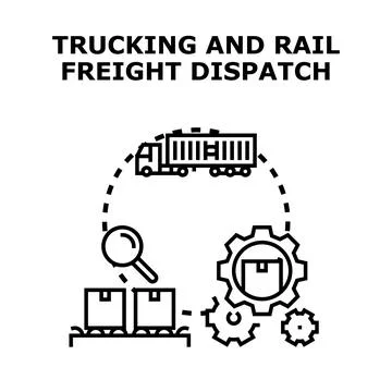 Trucking and rail freight dispatch management concept Stock Illustration