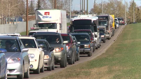 Trucking, trucks stuck in traffic, gridlock Stock Footage