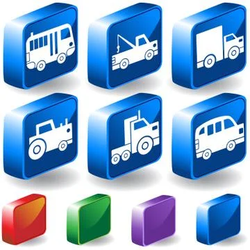 Trucks 3d button set Stock Illustration