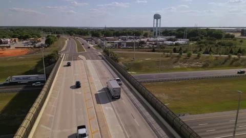 Trucks and car on the road. interstate highway. road infrastructure Stock Footage 241936666