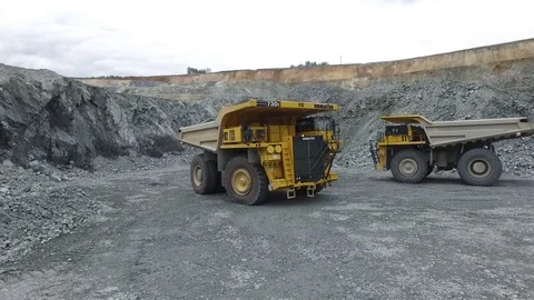 Trucks are changing to load at the open pit Stock Footage 73871910
