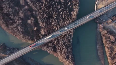 Trucks On The Bridge Stock-Footage 168963019
