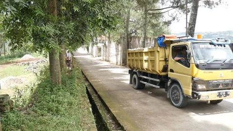 Trucks carrying soil Stock Footage 223692271