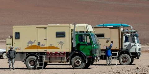 Trucks in the desert Stock Photos