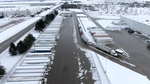 Trucks at Distribution Center Gate Stock Footage 148354111