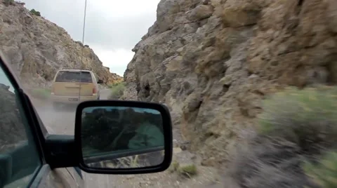 Trucks drive in Canyon Stock Footage 48632878
