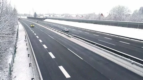 Trucks driving on the highway in the winter. Stock Footage 144439699