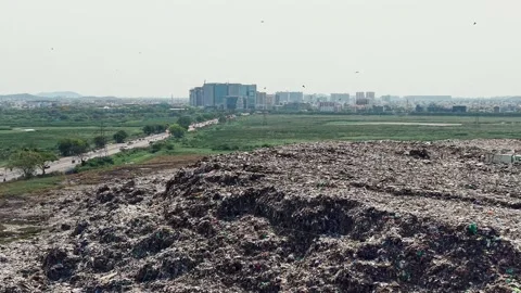 Trucks Dumping Garbage At An Active Open Waste Dump Yard Stock Footage 341466006