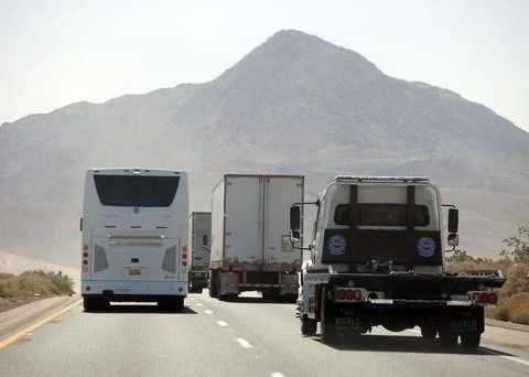 Trucks on the freeway Stock Photos