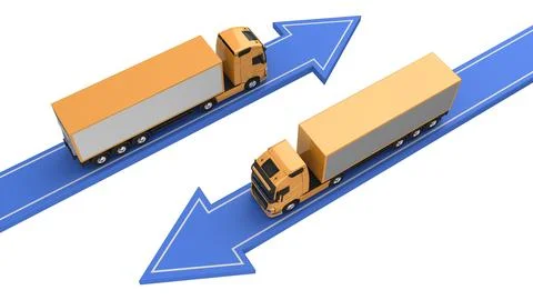Trucks go in different directions Stock Illustration