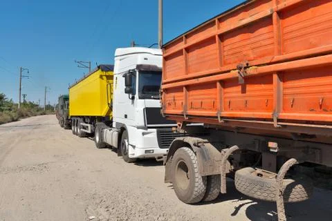 Trucks with grain Stock Photos