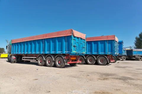Trucks with grain Stock Photos