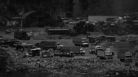 Trucks in Guatemala Dump Stock Footage 61158100