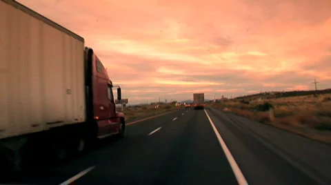 Trucks on Highway / Arizona Stock Footage