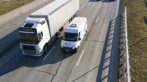 Trucks on highway Stock Footage 125974831