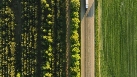 Trucks on the highway top view Stock Footage 119978912