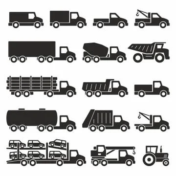 Trucks icons set Stock Illustration