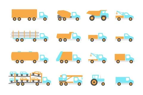 Trucks icons set Stock Illustration