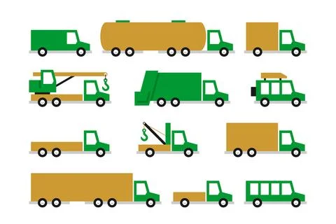 Trucks icons set Stock Illustration