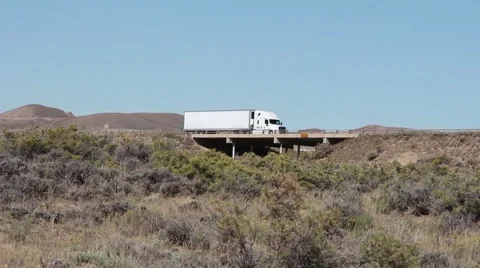 Trucks on interstate highway Stock Footage 42682986