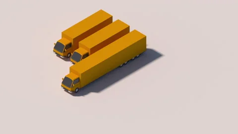 Trucks in isometric projection on the theme of cargo delivery and logistics Video stock 239153185