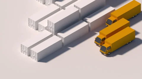 Trucks in isometric projection on the theme of delivery and variety of goods Stock Footage 239152600