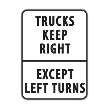 Trucks Keep Right Except Left Turns Illustrazione stock