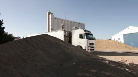Trucks loading cereal seeds. Stock Footage 27485316