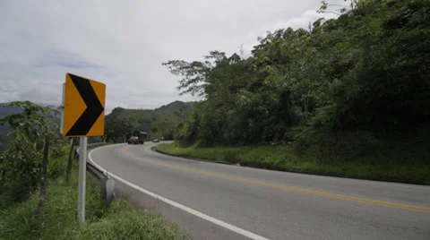 TRUCKS ON MOUNTAIN ROAD Stock Footage 29892647
