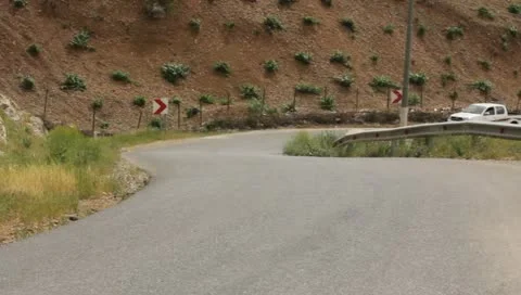 Trucks on a mountain road (HD) c Stock Footage 11020749