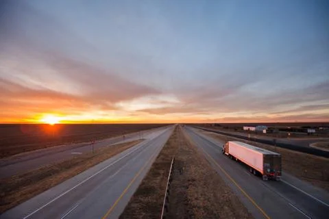 Trucks on the open road Stock Photos