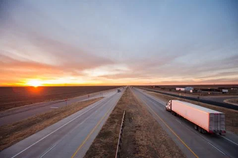 Trucks on the open road Stock Photos