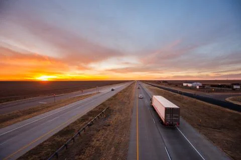 Trucks on the open road Stock Photos