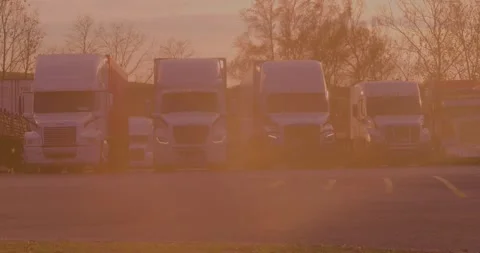 Trucks Parked During Sunset Stock Footage 321795657
