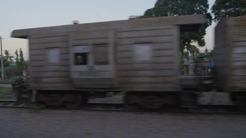Trucks parked on rails seen through windows ，Tanzania Video stock 132227181