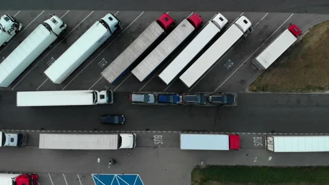 Trucks in the parking lot Stock Footage 92643767