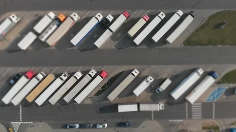 Trucks in the parking lot. Stock Footage 111067906