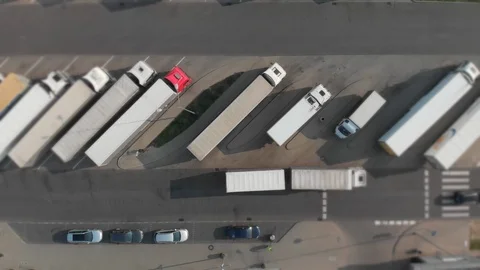 Trucks in the parking lot. Stock Footage 111068420