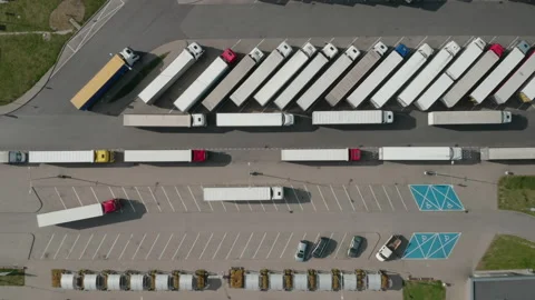 Trucks in the parking lot. Stock Footage 133594881