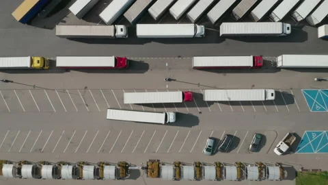 Trucks in the parking lot. Stock Footage 133595887