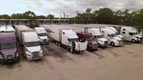 Trucks on a parking lot Stock Footage 247232476